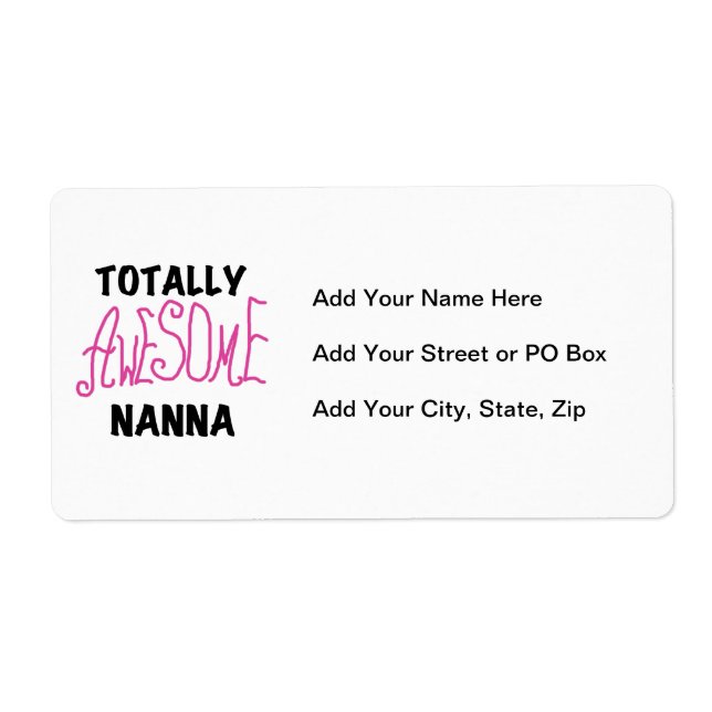 Pink Totally Awesome Nanna T-shirts and Gifts Label (Front)