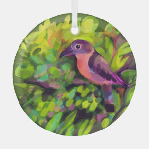 Pink toucanet glass ornament