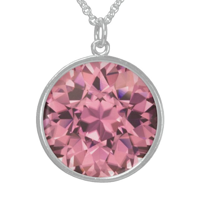 Pink Tourmaline 2 Sterling Silver Necklace (Front)
