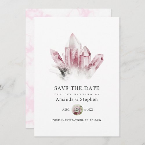 Pink Tourmaline and Marble Wedding Save The Date