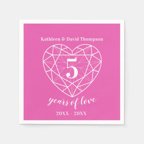 Pink tourmaline anniversary 5 years love napkins