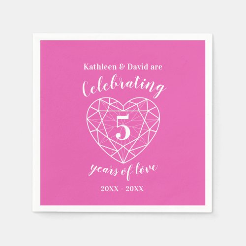 Pink tourmaline anniversary 5 years of love napkin