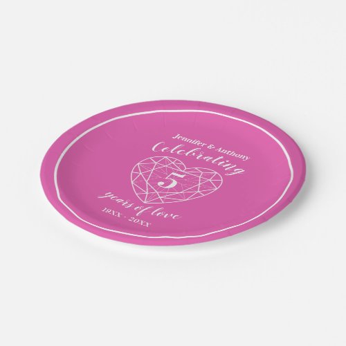 Pink tourmaline anniversary 5 years party plates