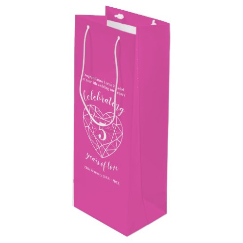 Pink Tourmaline Anniversary 5 years wine gift bag