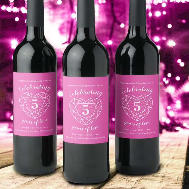 Pink tourmaline anniversary 5 years wine labels (Creator Uploaded)