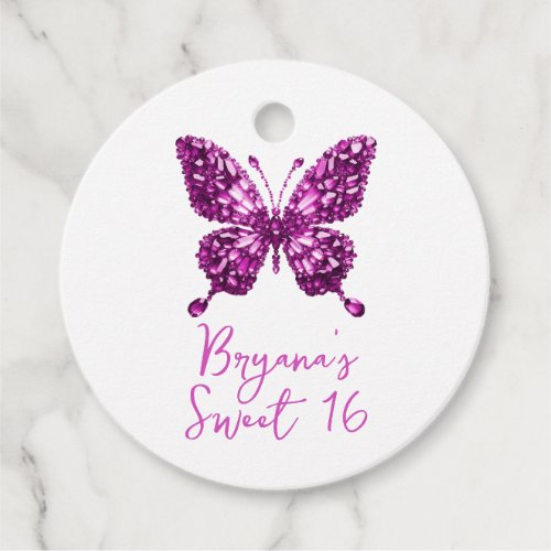 Pink Tourmaline Butterfly October Birthstone Favor Tags