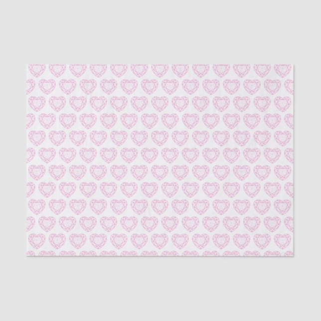 Pink tourmaline gemstone heart pattern tissue tissue paper (Front)