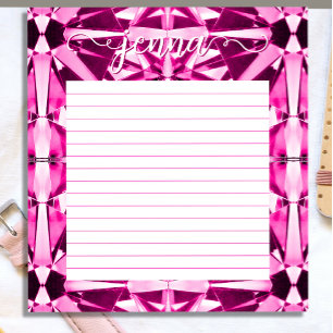 Pink Tourmaline Gemstone Lined Personalized Notepad