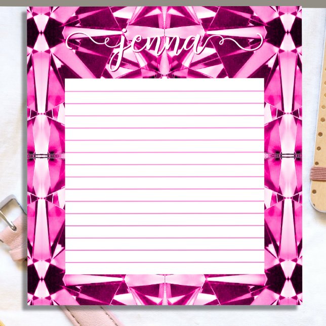 Pink Tourmaline Gemstone Lined Personalized Notepad (Creator Uploaded)