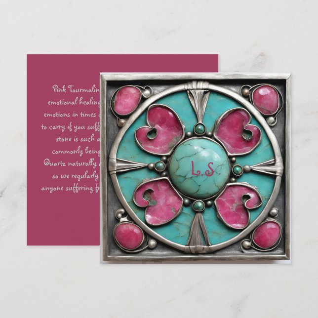 Pink Tourmaline October Birth Stone Card (Front/Back)