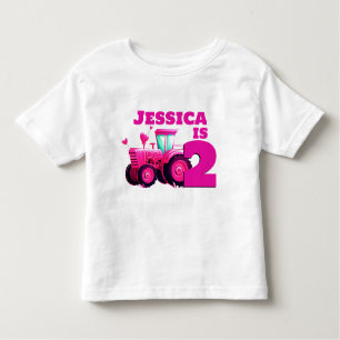 Pink Tractor Birthday Toddler T-shirt