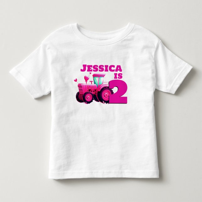 Pink Tractor Birthday  Toddler T-shirt (Front)