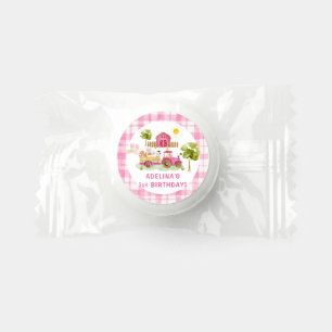 Pink tractor farm animals birthday life saver® mints