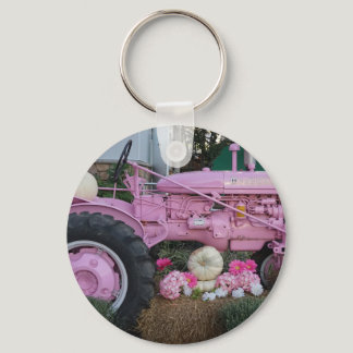 Pink Tractor Keychain