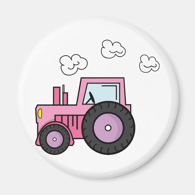 Pink Tractor Magnet (Front)