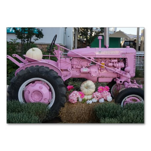 Pink Tractor Table Number