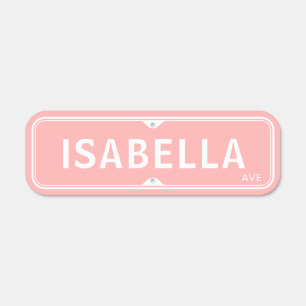 Pink traditional custom street name metal sign