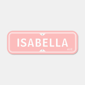 Pink traditional custom street name metal sign