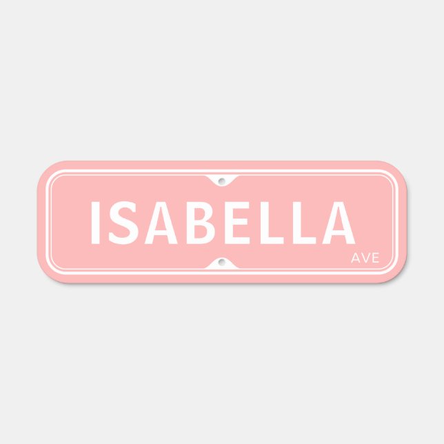 Pink traditional custom street name metal sign (Front)