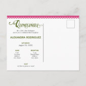 Pink Traditional Mexican Floral Photo Quinceanera Invitation Postcard (Back)