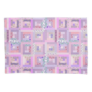 Pink Traditional Patchwork Quilt Retro Faux Sewing Pillow Case