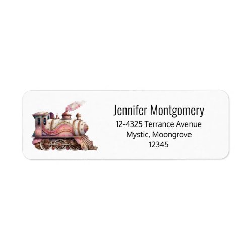 Pink Train Engine Vintage Steampunk Style Address Label