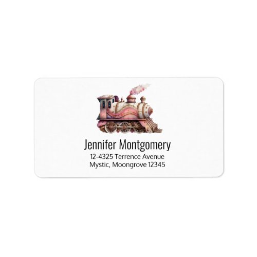 Pink Train Engine Vintage Steampunk Style Address Label