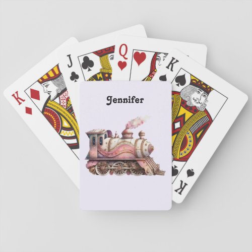 Pink Train Engine Vintage Steampunk Style Poker Cards
