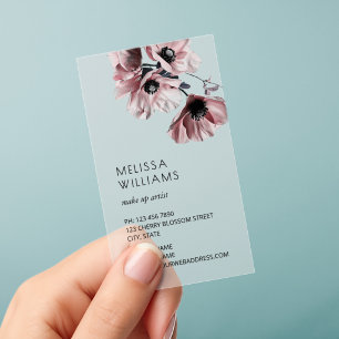 Pink Transparent Flowers Clear Business Cards