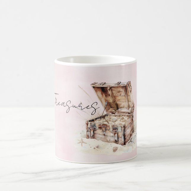 Pink Treasure Chest Shells Coffee Mug (Center)