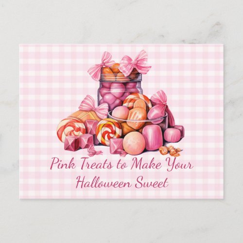 Pink Treats to Make Your Halloween Sweet Halloween Holiday Postcard