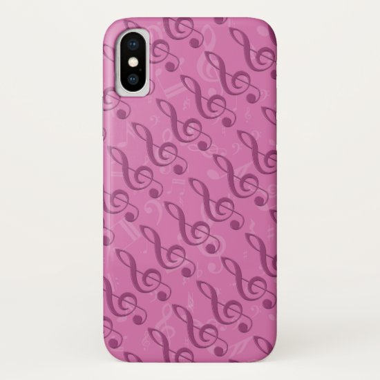 Pink treble Clef and Musical Notes iPhone XS Case