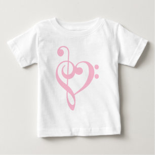 Pink Treble Clef & Bass Clef Heart Baby T-Shirt