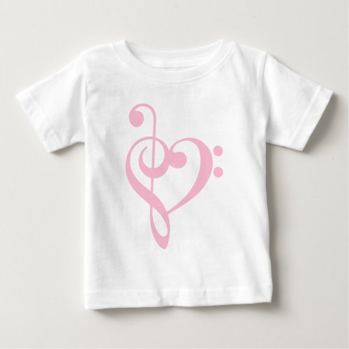 Pink Treble Clef  Bass Clef Heart Baby T_Shirt