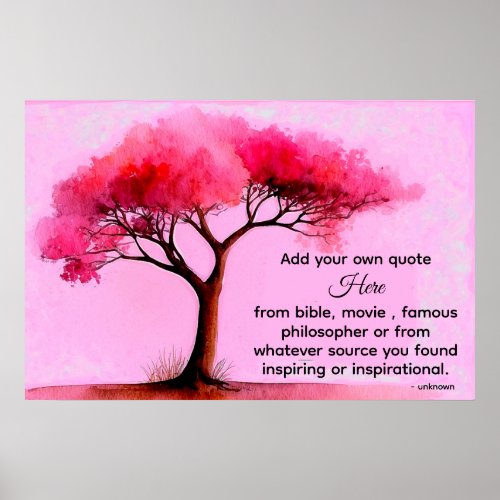  Pink Tree Artsy Ethereal DIY Quote Black AP81 Poster