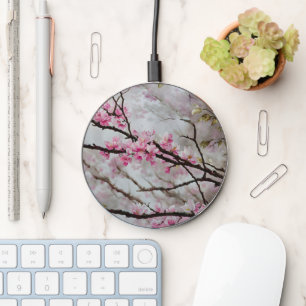 Pink Tree Blossoms Art Charger