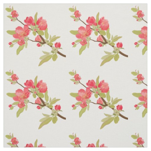 Pink Tree Blossoms Custom Fabric