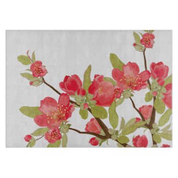 Pink Tree Blossoms Glass Cutting Board by EnduringMoments at Zazzle