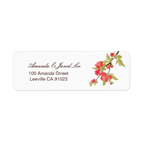 Pink Tree Blossoms Wedding Address Labels