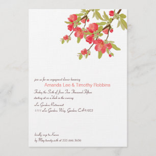 Pink Tree Blossoms Wedding Engagement Party Invite