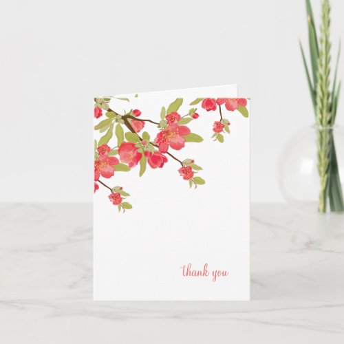 Pink Tree Blossoms Wedding Thank You Cards