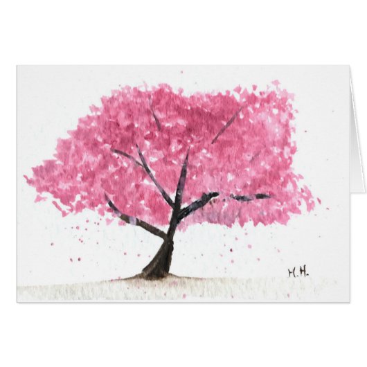 Pink tree cherry blossom cards (Front Horizontal)