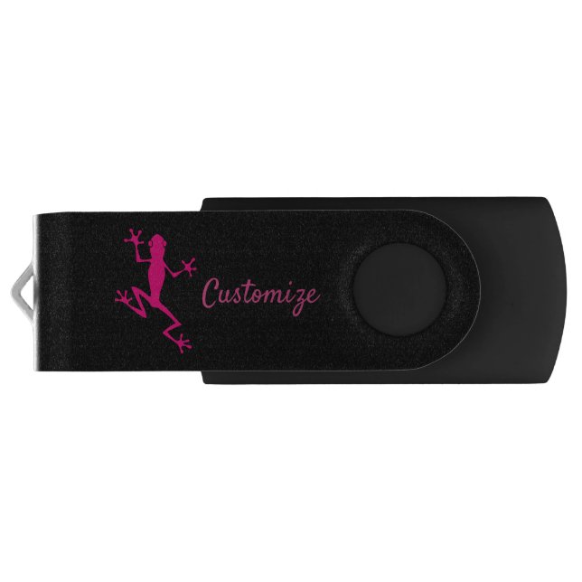 Pink Tree Frog Thunder_Cove Flash Drive (Back)