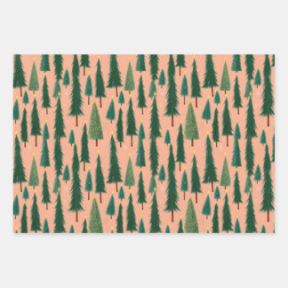 Pink Tree Gift Wrap, Modern Holiday Wrapping Paper