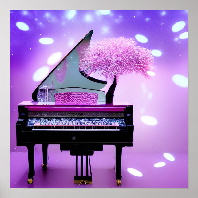 Pink Tree Grand Piano Poster (Front)