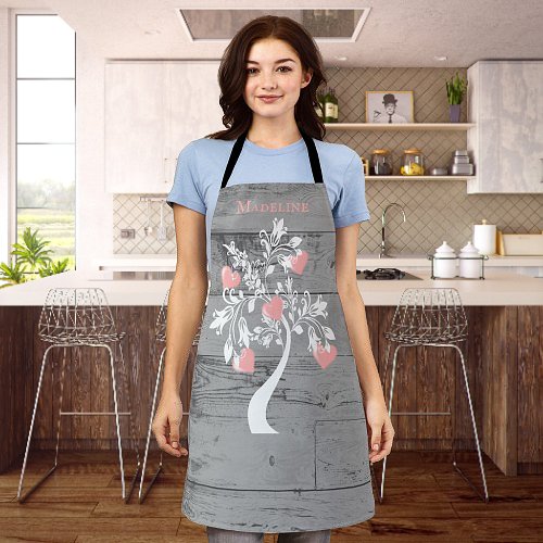 Pink Tree of Hearts Personalized Apron