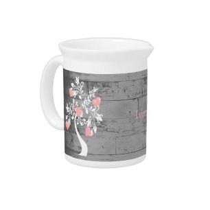 Pink Tree of Hearts Personalized Beverage Pitcher