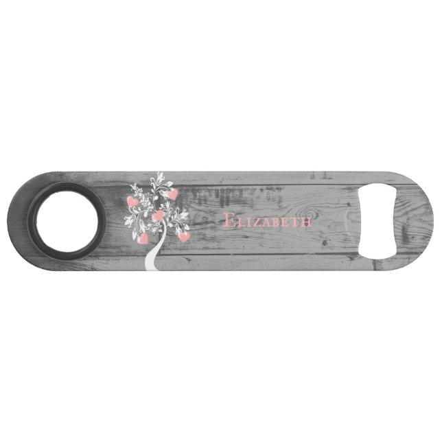 Pink Tree of Hearts Personalized Bottle Opener (Front (Horizontal))