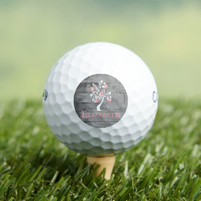 Pink Tree of Hearts Personalized Golf Balls (Insitu Tee)