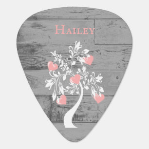 Pink Tree of Hearts Personalized Guitar Pick